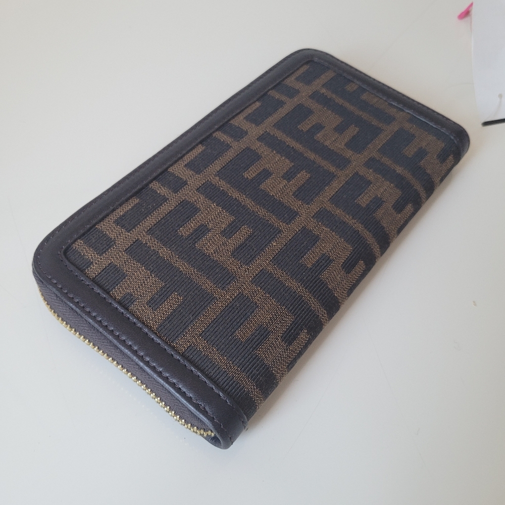 FENDI Tobacco Zucca Canvas Zip Around Wallet - Picture 14 of 15
